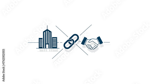 Business connection concept illustration showing building chain link and handshake corporate partnership and collaboration