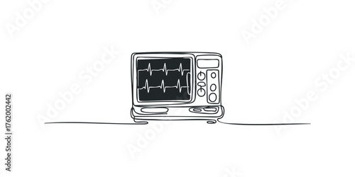 Medical ECG Monitor Displaying Heartbeat Rhythm
