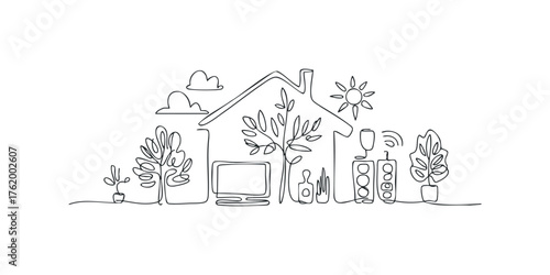 Continuous Line Drawing of Smart Home Environment