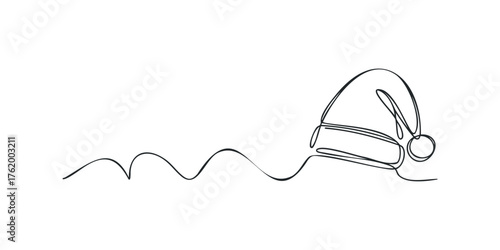 Minimalist single line drawing of a festive hat