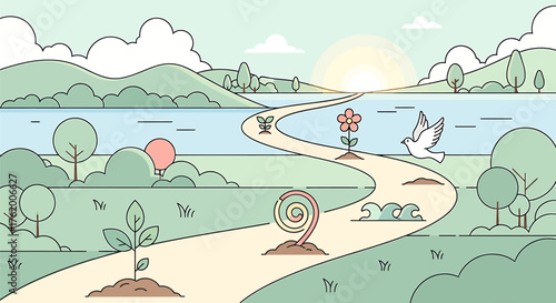 Harmony and Growth A Visual Journey Through Natural Development and Peace