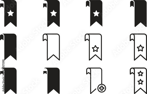 Bookmark Icons Vector Illustration Set for Favoriting and Saving Content
