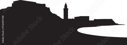 Tangier Cityscape Silhouette North Africa Urban Outline Famous Landmarks View City Scene