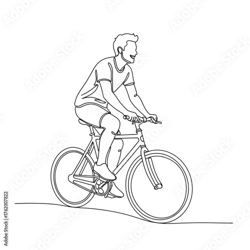 Continuous Line Drawing of Man on Bicycle – Hand-Drawn Fun & Freedom Illustration