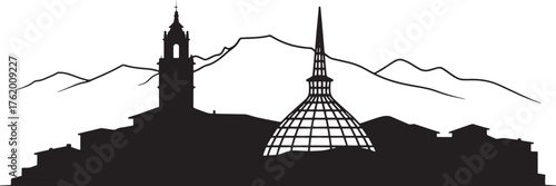 Architectural Silhouette Turin Cityscape Mole Antonelliana Italian Landmark Urban Skyline Vista
