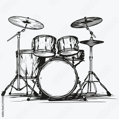 Drums music instrument sketch illustration vector