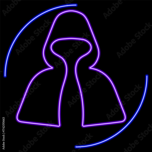 dark robes neon sign, modern glowing banner design, colorful trend of modern design on black background. Vector illustration.