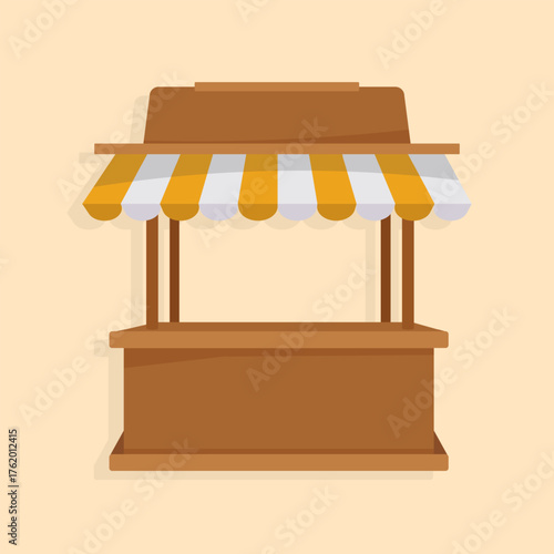 Illustration of an empty Market Kiosk in flat design style.