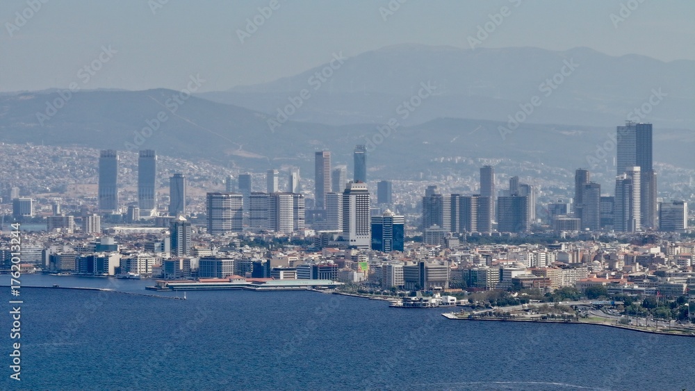 Fototapeta premium High quality landscape photo of Izmir city taken with a drone