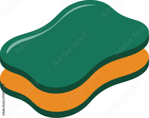 Stock photo of green and yellow cleaning sponge for dishwashing and scrubbing