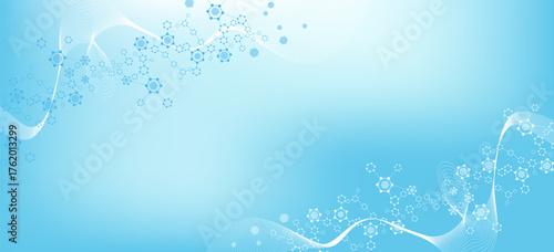 Health care or medical abstract background with hexagons, lines and dots. Scientific innovation banner template concept. Biology and pharmaceutical technology background. Vector illustration.
