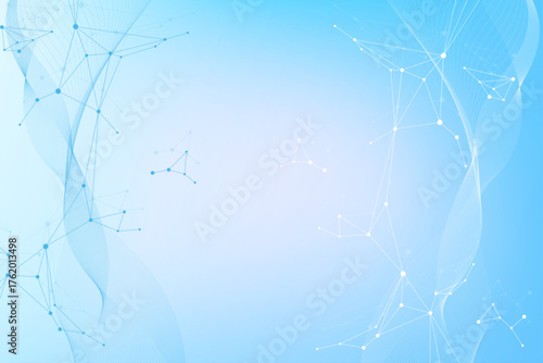 Global network connection website header or banner design. Abstract background with connecting dots and lines. Global business. Social network communication. Internet technology. Vector illustration