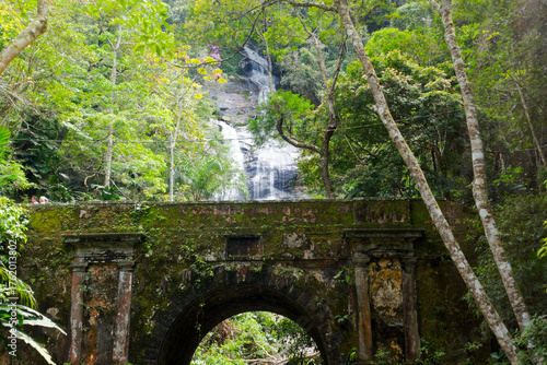 Beautiful Cascalinha Taunay waterfall at Tijuca National Park at Brazilian city of Rio de Janeiro on a spring day. Photo taken October 13th, 2025, Rio de Janeiro, Brazil.