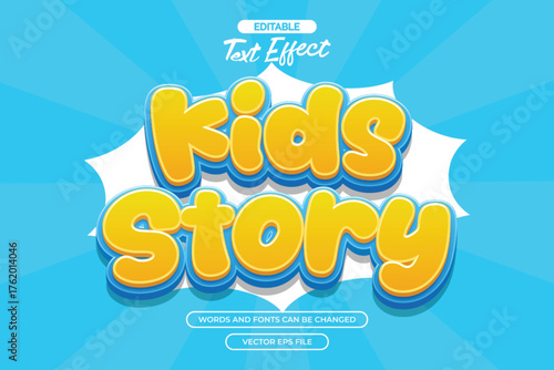 3d Kids story editable text effect with cute text style