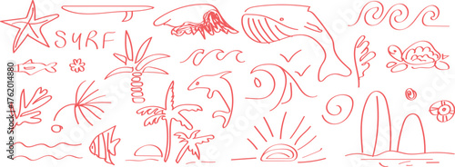 Charming hand-drawn naive animals and nature doodles for children's designs