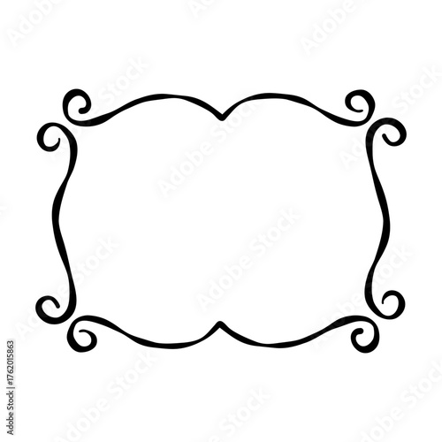 Whimsical hand drawn decorative curly frame