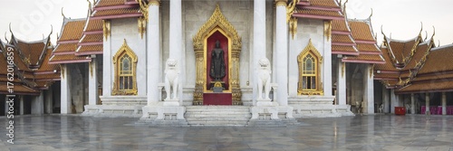 Marble temple, made of Carrara marble, Wat Benchamabopit, back of Ubosot, Buddhist temple in the Dusit district, Bangkok, central Thailand, Thailand