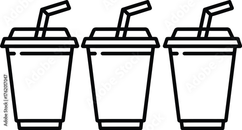 Illustration of disposable coffee cup with straw drink beverage caffeine