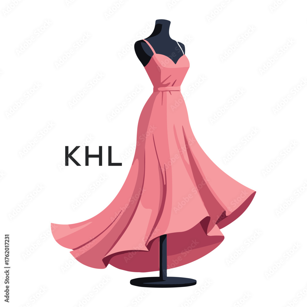 Fototapeta premium KHL Elegant Pink Dress. KHL Logo Design for Fashion Boutique, Clothing Brand, and Tailor KHL Shop Branding. 