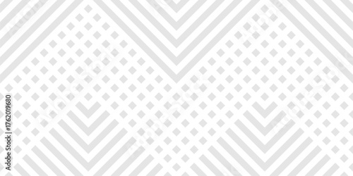 Geometric lines vector seamless pattern. Modern texture with stripes, squares, chevron, arrows, lines. Abstract gray and white linear minimal background. Stylish minimal ornament. Repeat design