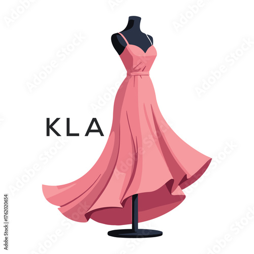 KLA Elegant Pink Dress. KLA Logo Design for Fashion Boutique, Clothing Brand, and Tailor KLA Shop Branding.
