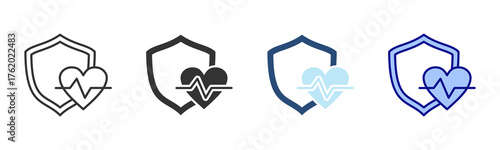 Life Insurance Icon Set. Designed In Multi Style