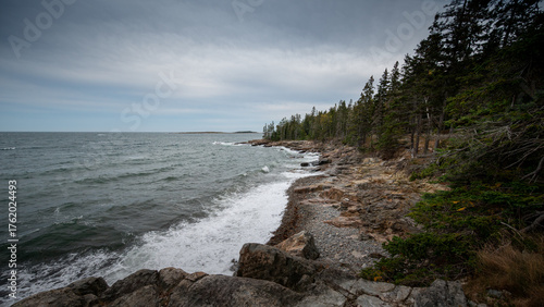 The coastline of Schoodic Peninsula in Acadia National Park.
