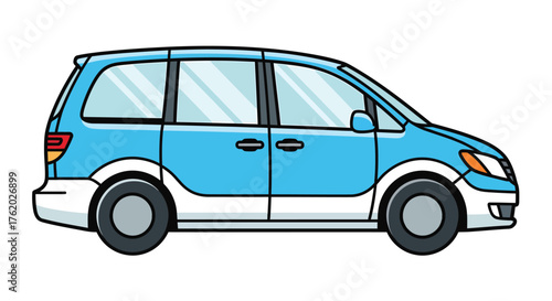 Blue minivan Illustration, perfect for family travel and road trips