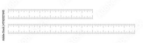 Set of measuring chart with 8 and 12 inches, ruler scale. Sewing tool template. Length measurement height, distance, math.