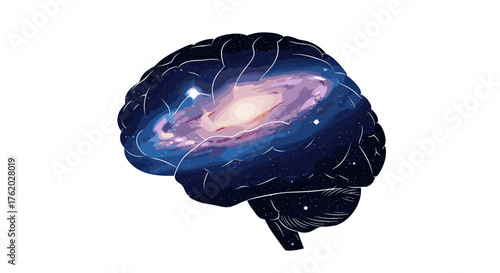 Brain galaxy universe cosmic mind space nebula science astronomy creative thinking intelligence concept art on transparent background