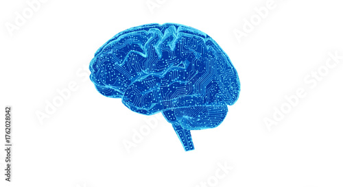 Artificial intelligence brain concept with circuit board pattern for ai technology and machine learning on transparent background