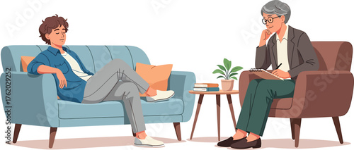 Therapist and Patient A Conversational Illustration of Mental Health and Support