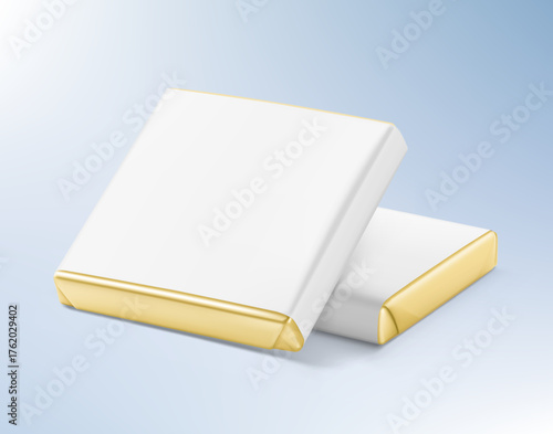 Branded chocolate squares, Neapolitan mockup for promoting business, special occasions. Vector illustration on colour background. Easy to use for presentation your logo, design. EPS10.