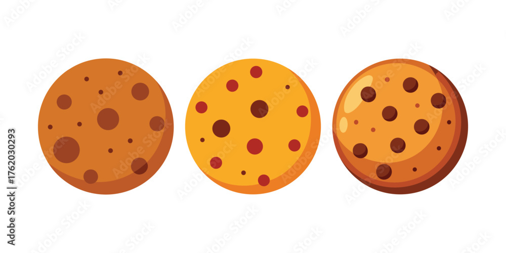 Fototapeta premium Chocolate Chip Cookie Vector Icons