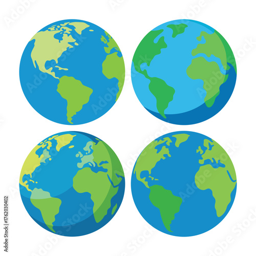 Earth globe vector set illustration