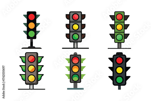 Traffic light vector set illustration