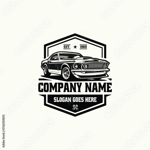 Classic Car Restoration Company Ready Made Logo Vector Emblem Badge Isolated