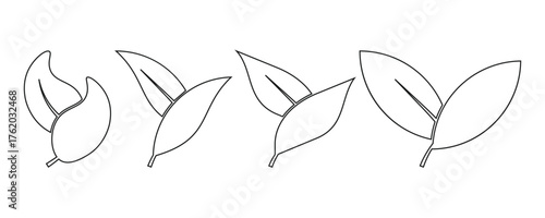 leaf, branch icon set, Eco friendly ecology icons. Environmental Leaves, natural, eco, vegan, bio labels vector symbol logo illustration line editable stroke design