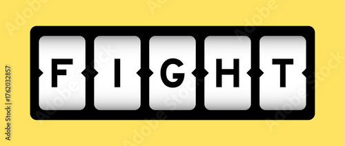 Black color in word fight  on slot banner with yellow color background