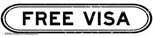 Grunge black free visa word rubber seal stamp on white background