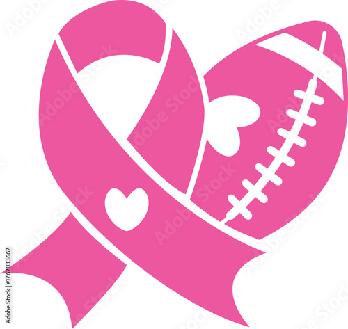 Breast cancer awareness football ribbon graphic illustration