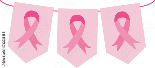 Breast cancer awareness decoration pink ribbon bunting
