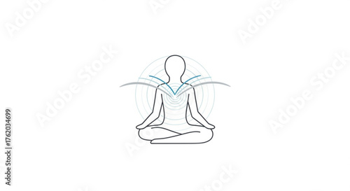 Meditation pose, promoting mindfulness, relaxation, stress relief, and inner peace through yoga and wellness