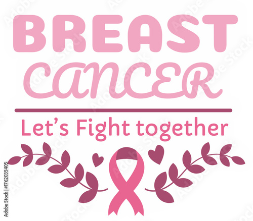 Breast cancer awareness pink ribbon support design