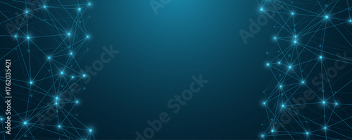 Global network connection concept. Big data visualization. Social network communication in the global computer networks. Internet technology. Business. Science. Vector illustration
