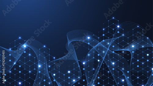 Abstract digital blockchain cube blocks concept. 3D big data cubes quantum computer technology idea. Artificial intelligence data core cubes design element