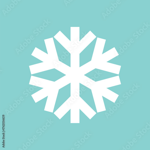 White snowflake on blue background winter icon. Vector illustration.