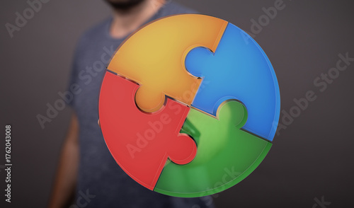Four puzzle pieces forming ...