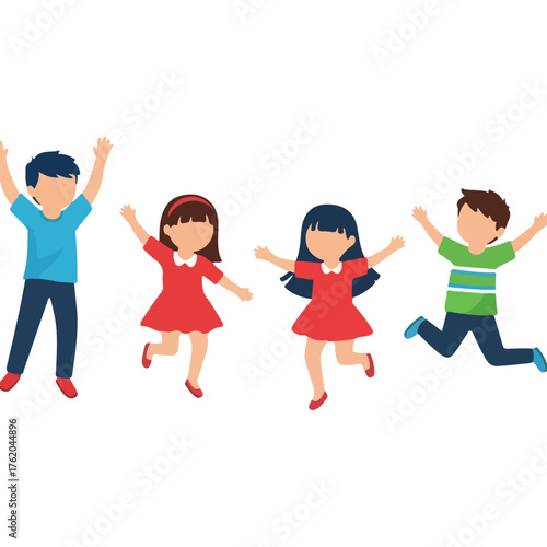 Joyful children jumping and playing together in a vibrant display of happiness and energy.
