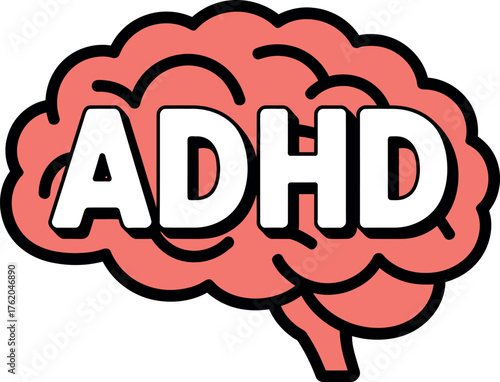 Adhd brain illustration concept for attention deficit hyperactivity disorder